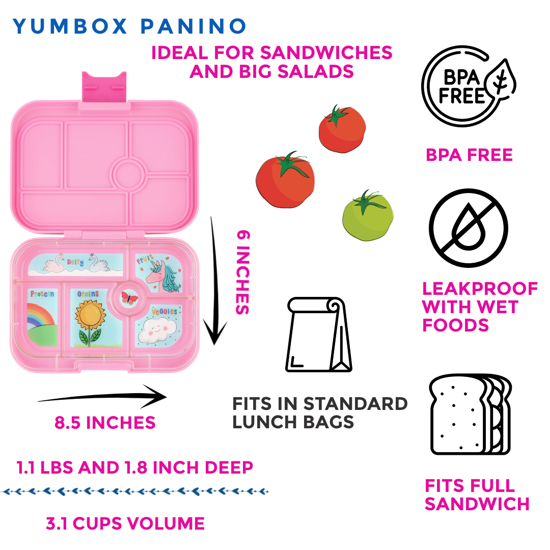 Auslaufsichere Bento-Lunchbox für Kinder - Kraftvoller rosa Einhorn Yumbox