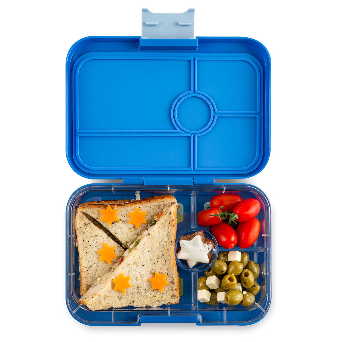 Yumbox Tapas - Auslaufsichere Bento-Box mit 4 oder 5 Fächern: Antibes Blue with Bon Appetit Tray Yumbox