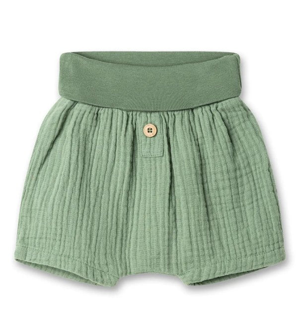 Sanetta Musselin Baby-Shorts - grün - Familienbande - Sanetta