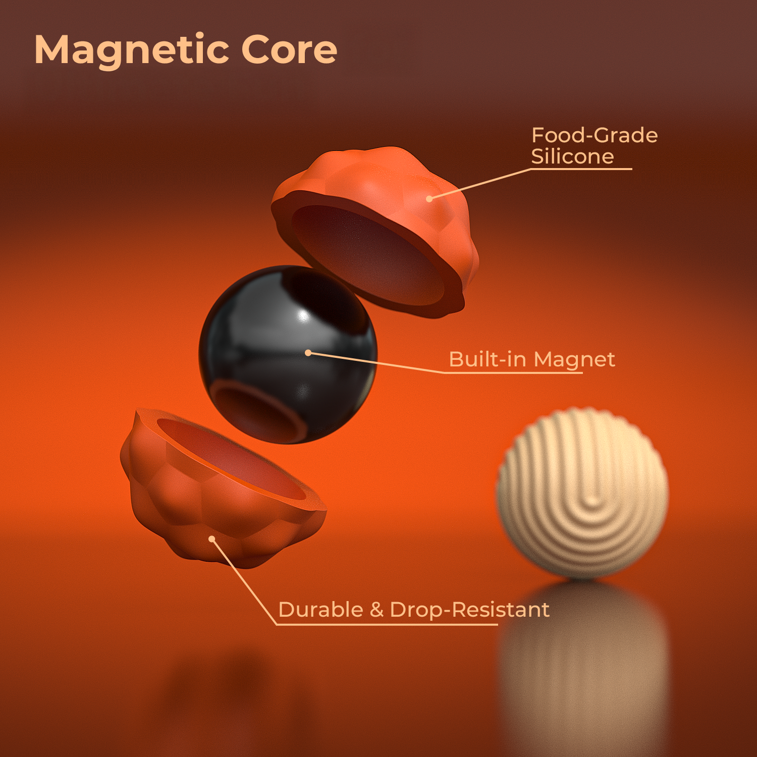 Magnetische, sensorische Fidget-Bälle – groß, 2er-Pack: Orangen Ana Wiz