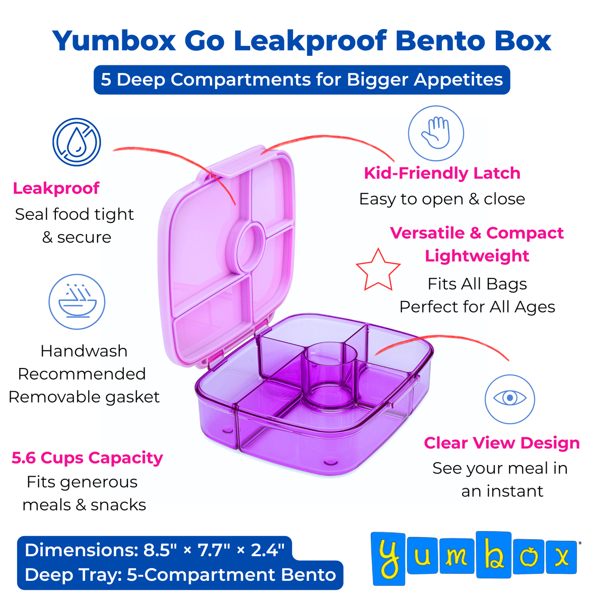Yumbox Go - Auslaufsichere Bento-Box 5 Fächer Tiefe Lunchbox: Oslo Blue Yumbox