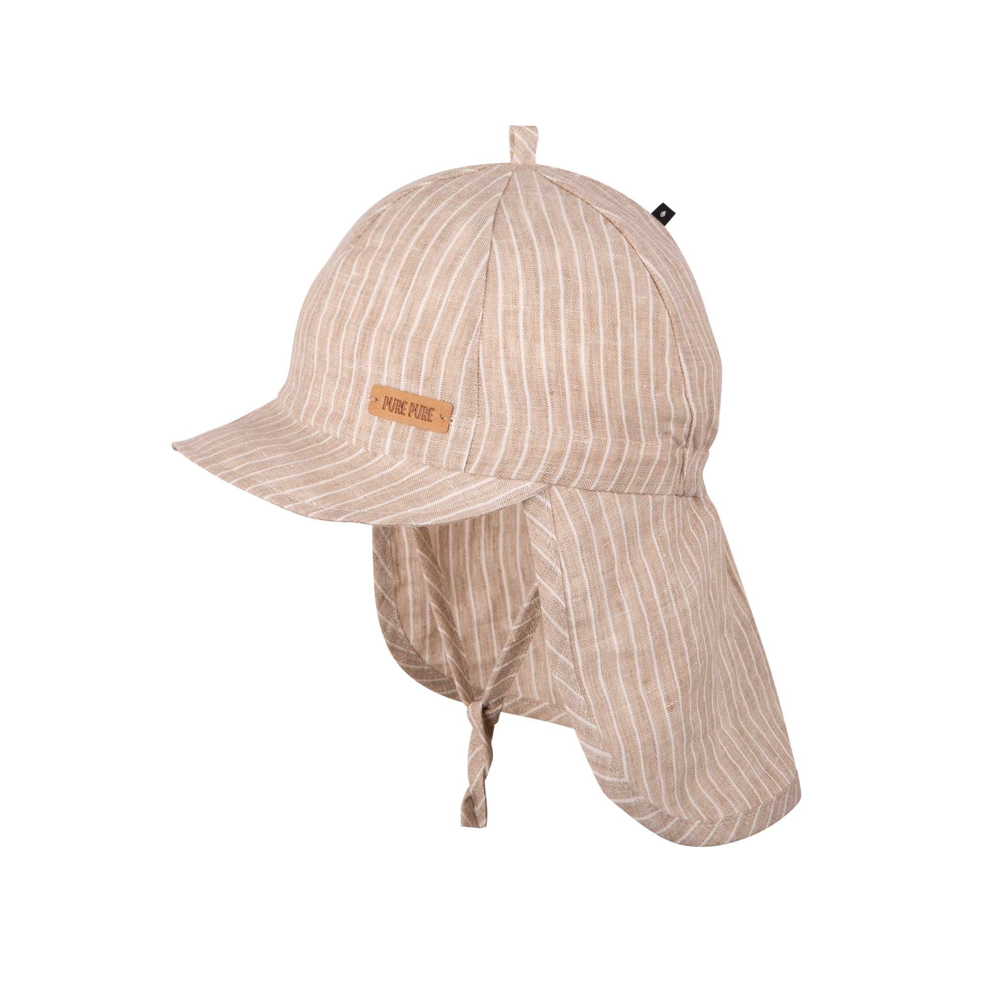 PurePure Leinen Cap mit Mini Nackenschutz - düne purepure
