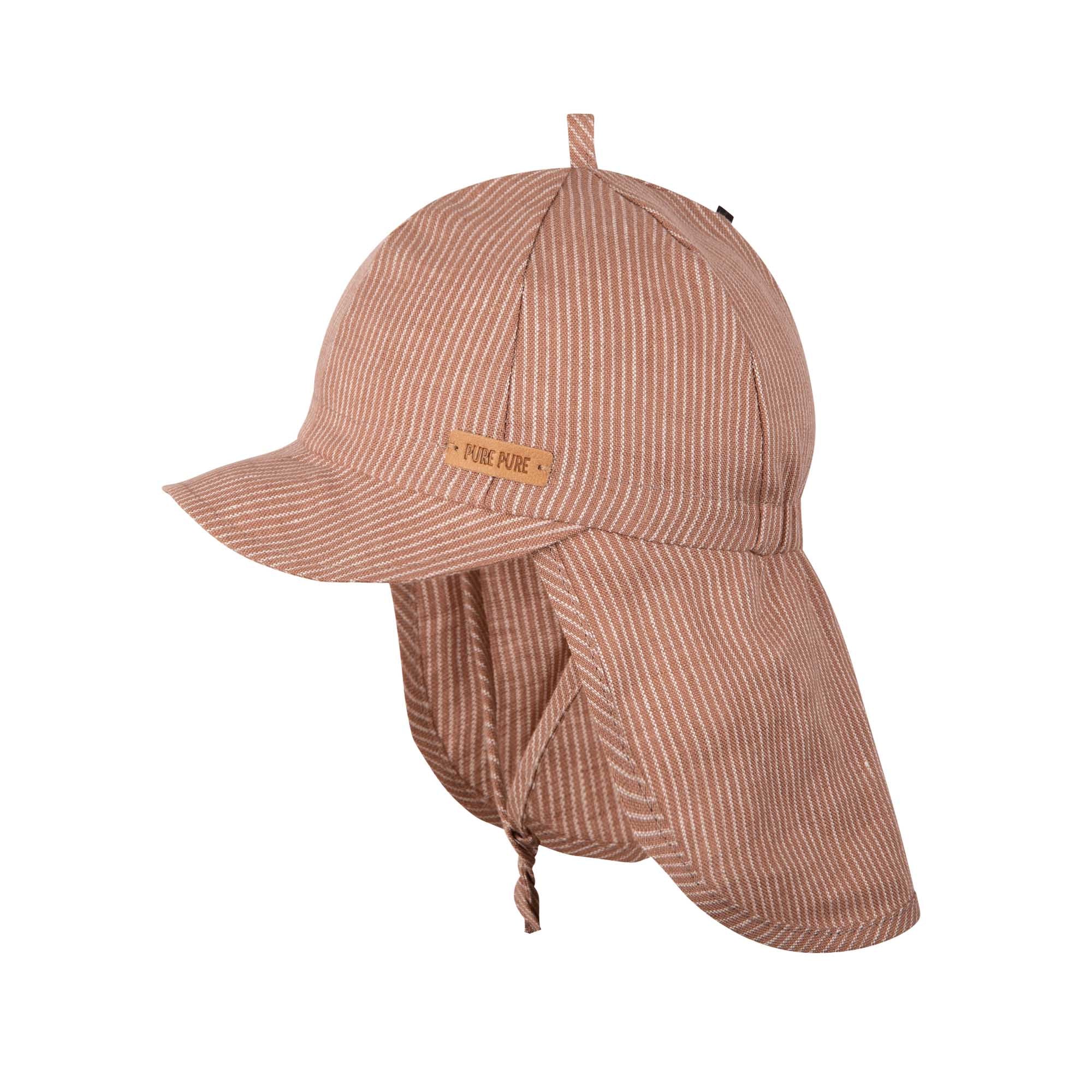 PurePure Leinen Cap mit Mini Nackenschutz - mocha-brown purepure