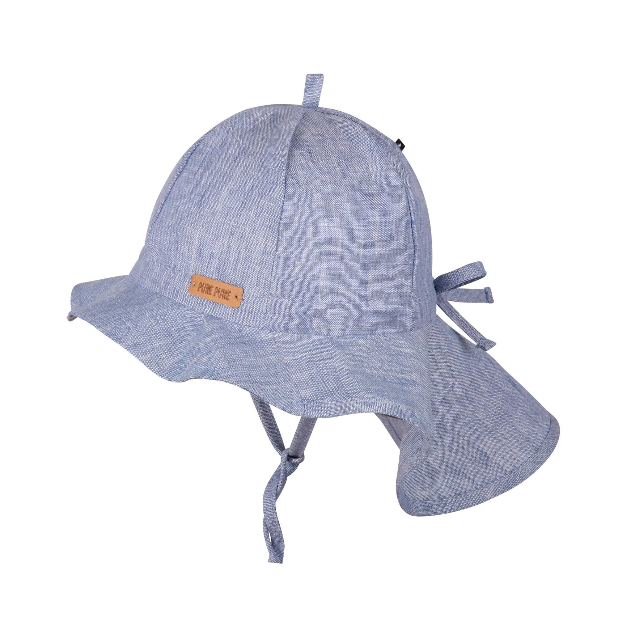 PurePure Mütze Nackenschutz Leinen - sky-blue purepure
