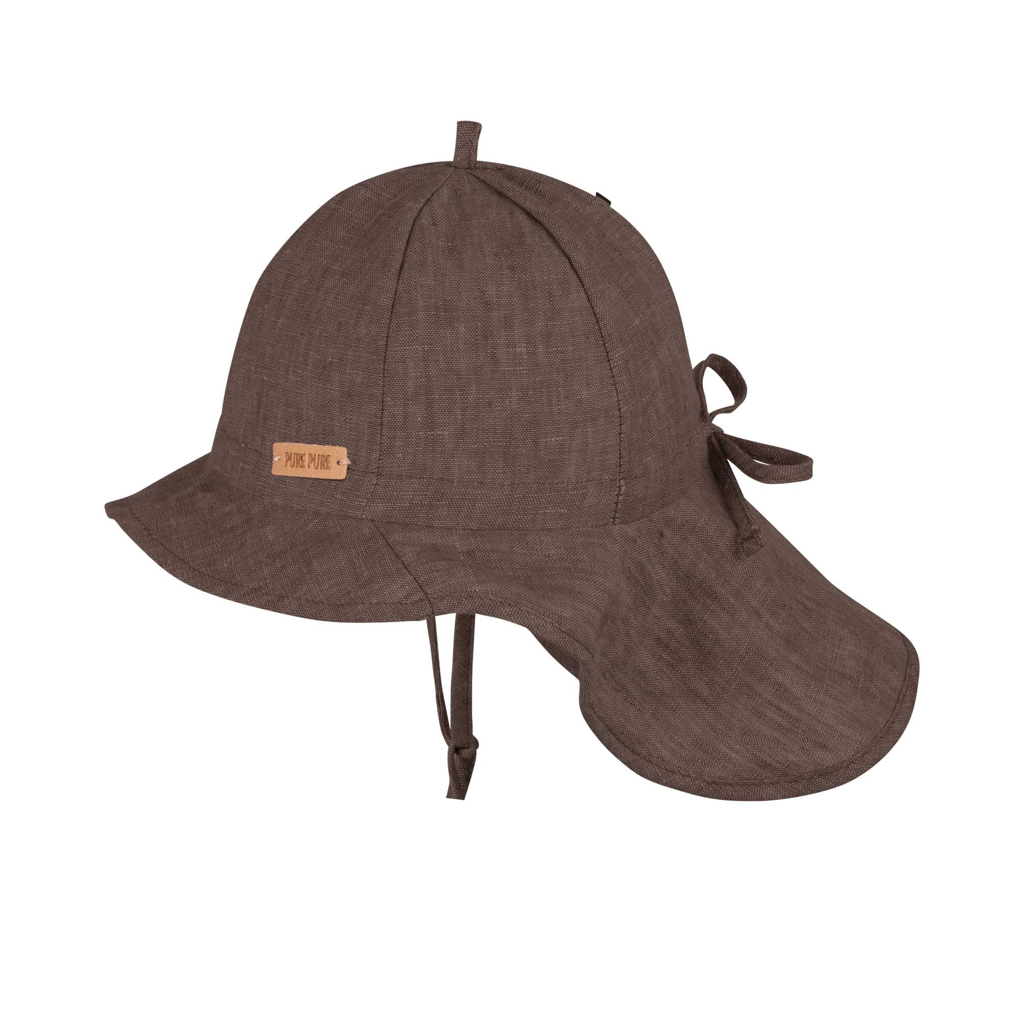 PurePure Mütze Nackenschutz Leinen - cacao brown purepure