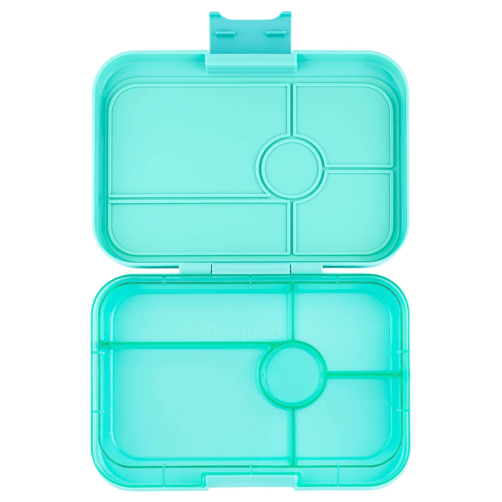 Auslaufsichere Bento-Box Tapas Bali Aqua — Bento-Box mit 5 Fächern und transparenter Aquatablage — extra groß Yumbox