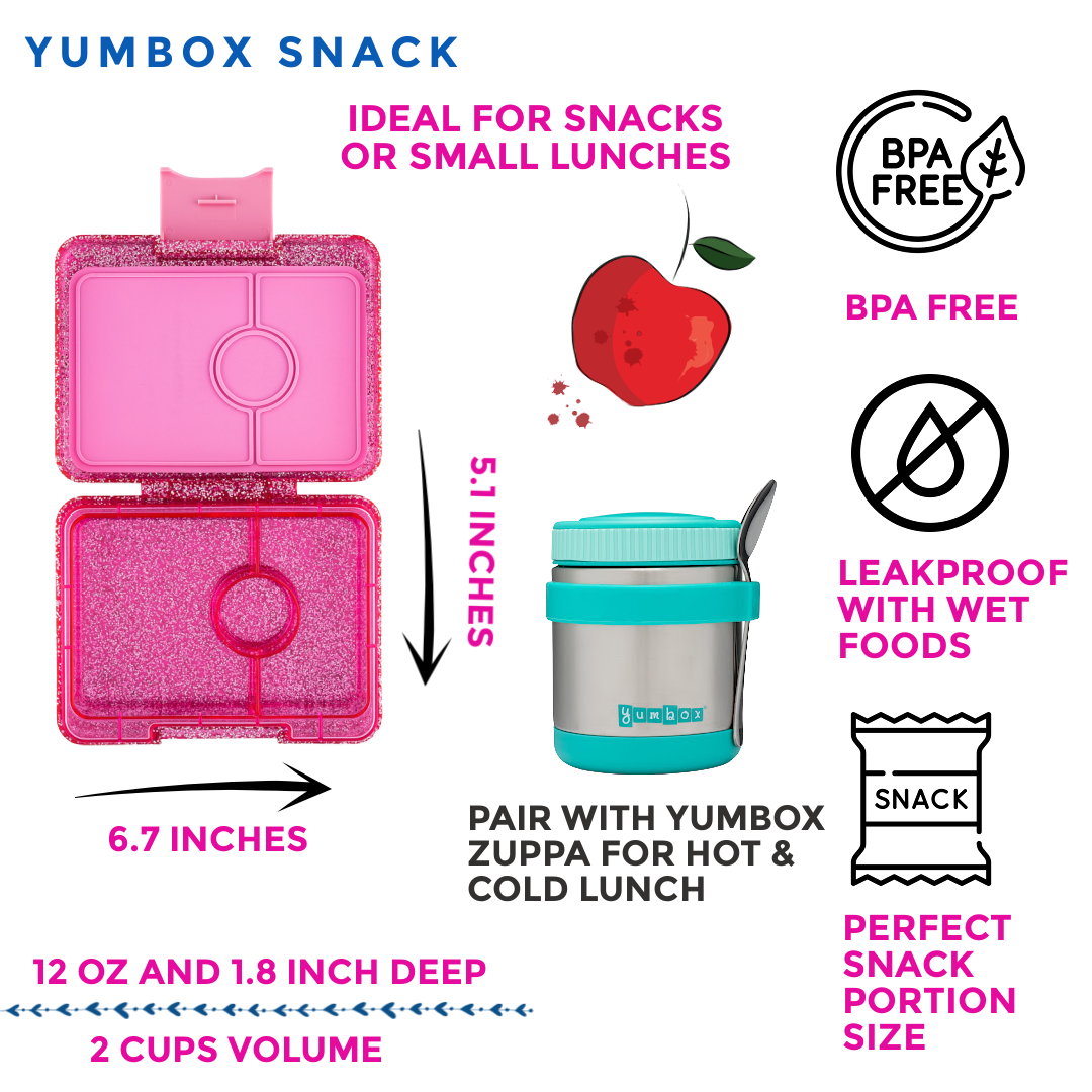 Snackgröße Kleine Bento-Lunchbox Funkelndes Pink Glitzer Yumbox