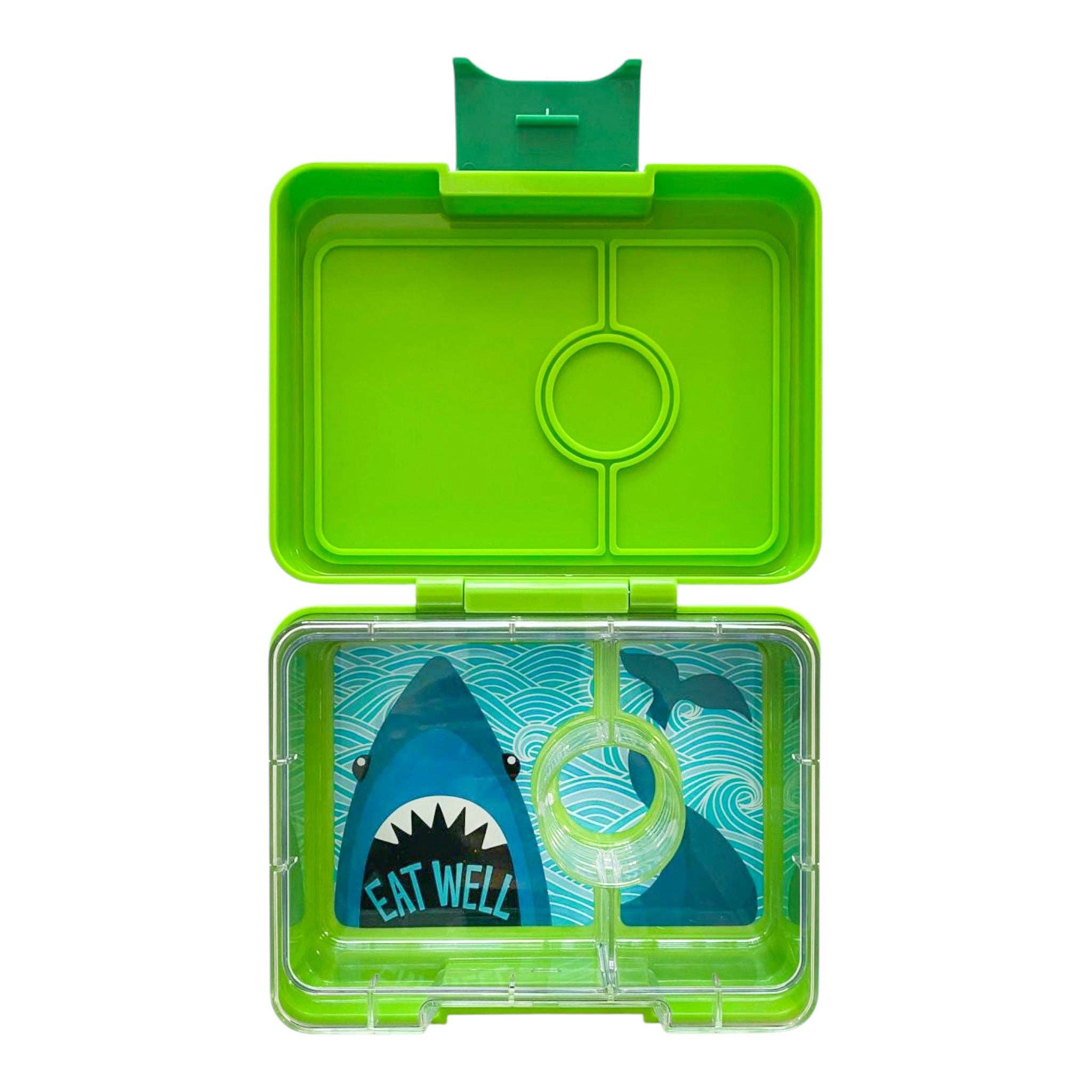 Snack-Größe Bento-Lunchbox Jurassic Grün - 3 Fächer (Hai) Yumbox