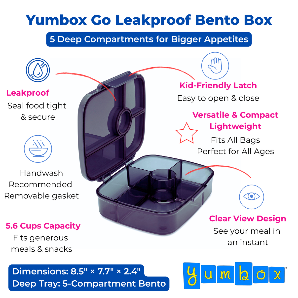 Yumbox Go - Auslaufsichere Bento-Box 5 Fächer Tiefe Lunchbox: Oslo Blue Yumbox