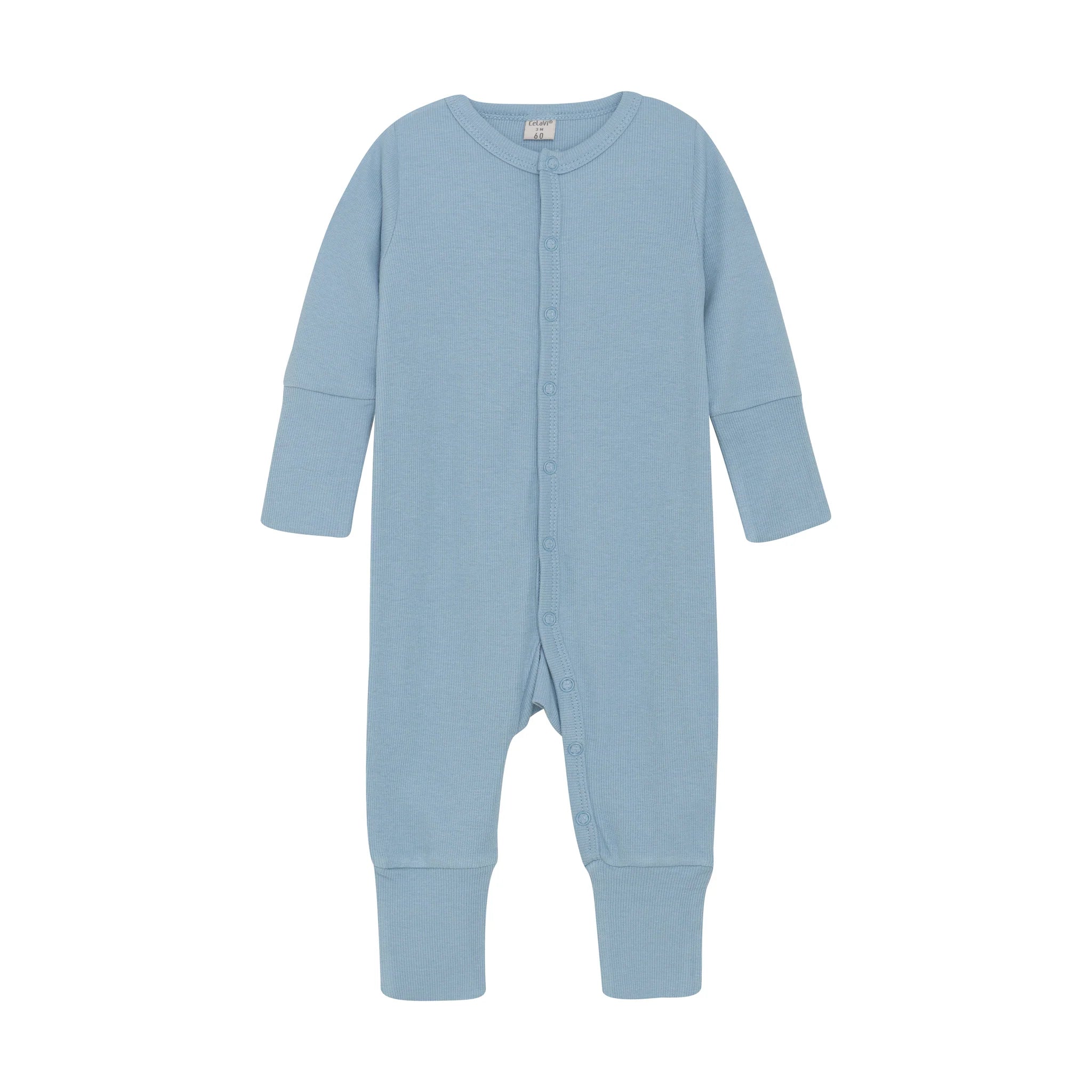 CeLaVi Jumpsuit / Pyjama Ripp Bambusviskose/Baumwolle - Dusty blue CeLaVi