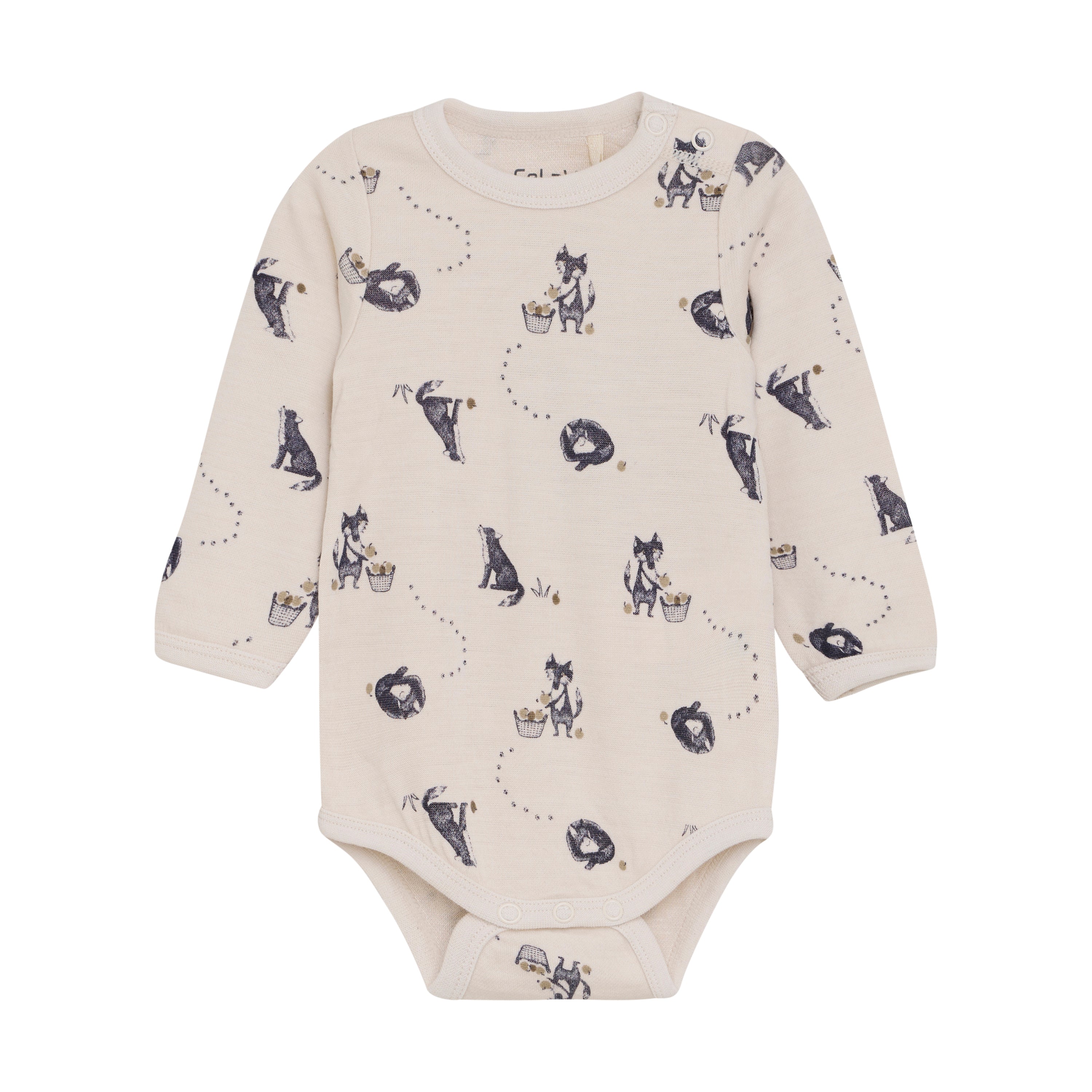 CeLaVi Langarm-Body Wolle/Bambusviskose - Night Sky Wolf CeLaVi