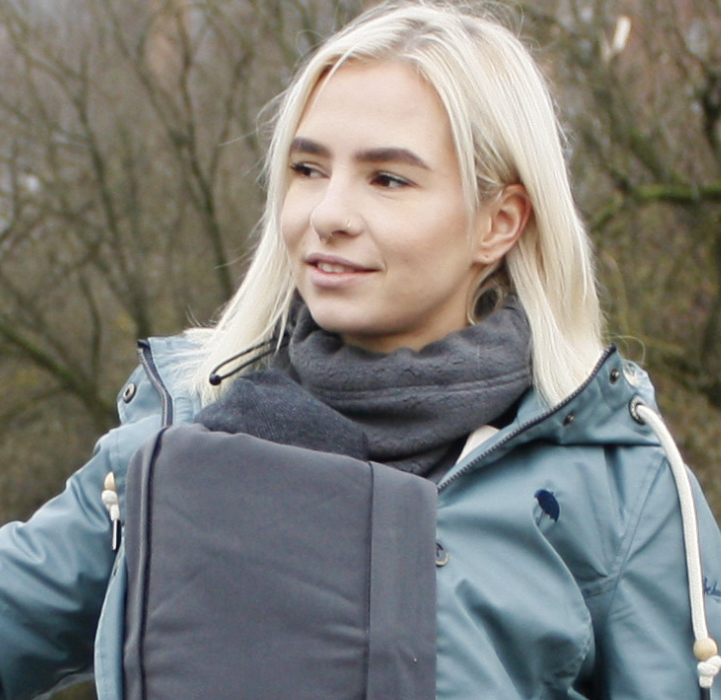 Trageschal Mamamotion (Baumwollfleece) - grau Mamamotion