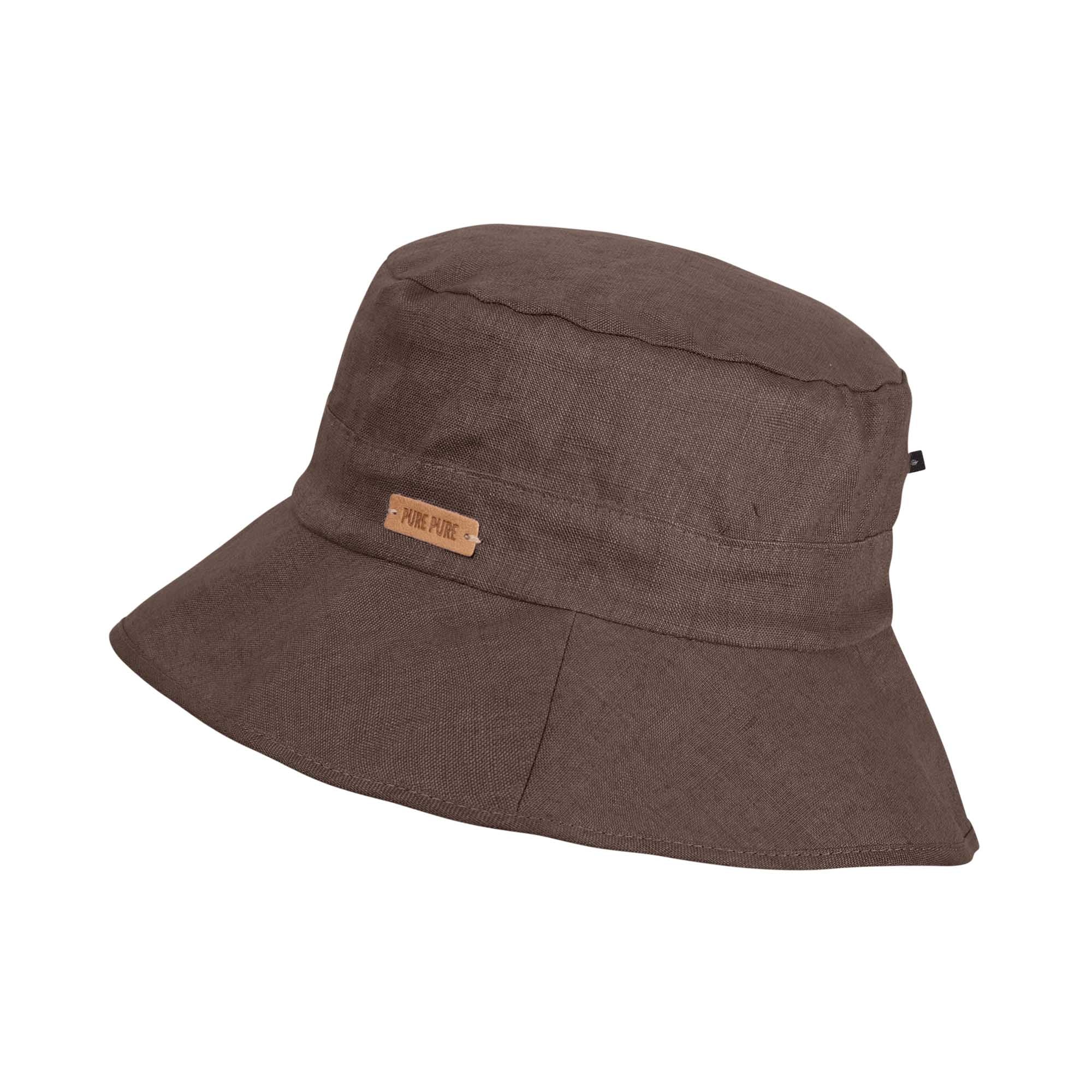 PurePure Schlapphut Leinen breite Krempe - cacao-brown purepure