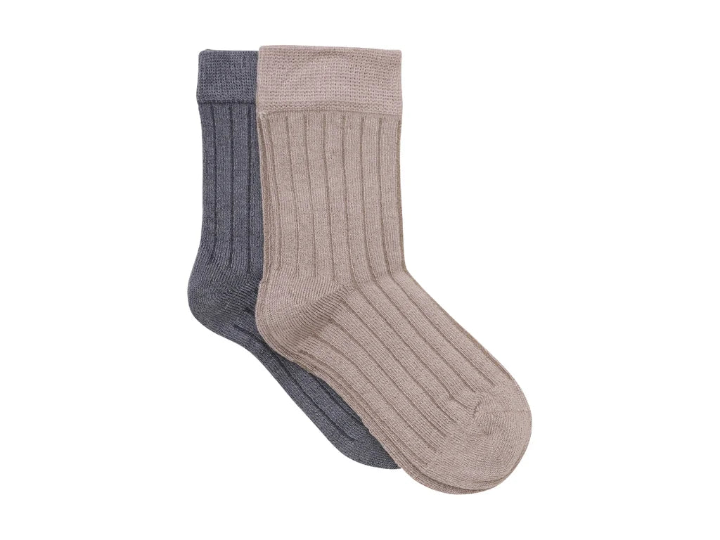 Minymo Bambus Socken 2er Pack - Grau/Beige