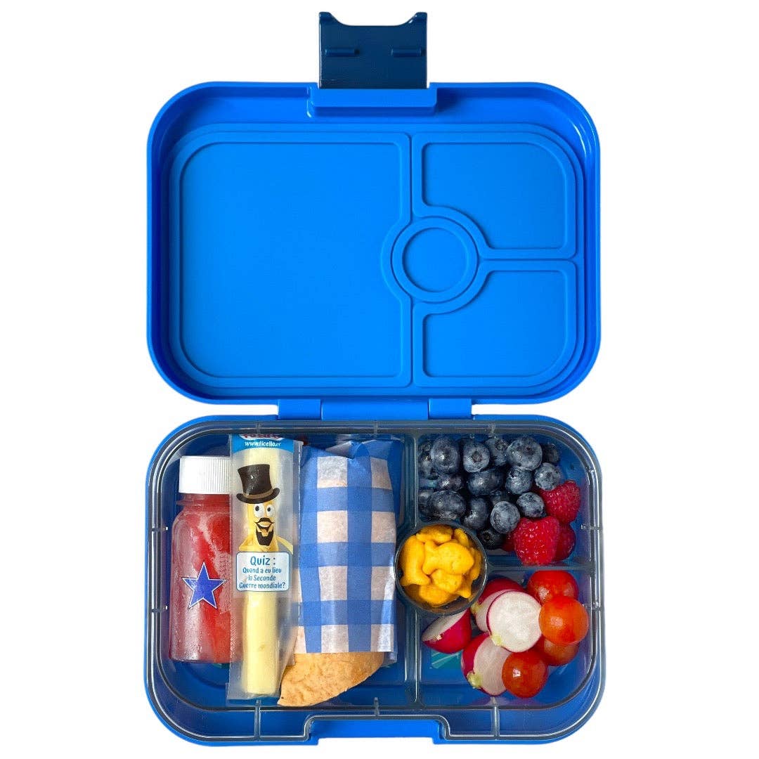 Auslaufsichere Bento-Box für Sandwiches - Yumbox Surfblau mit Haifisch-Einsatz Yumbox