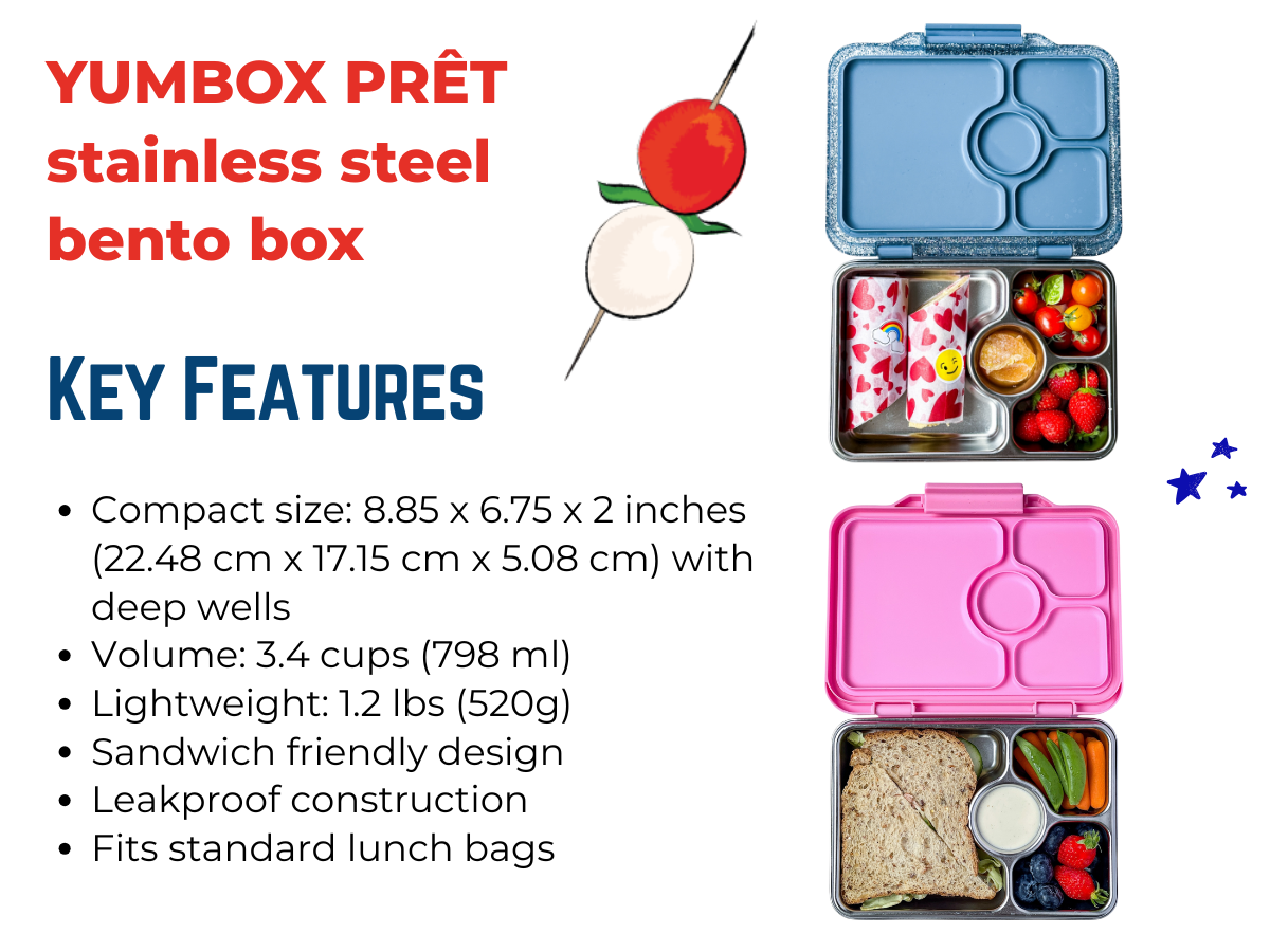 Yumbox Prêt – Auslaufsichere Bento-Lunchbox aus Edelstahl: Normandy Blue Yumbox