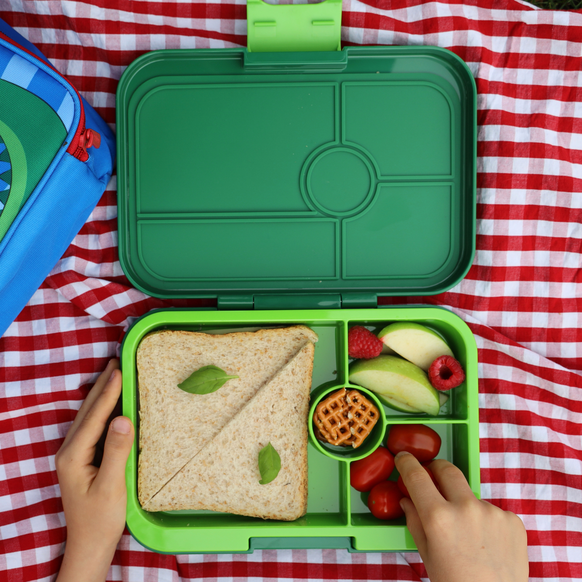 Yumbox Tapas - Auslaufsichere Bento-Box mit 4 oder 5 Fächern: Monte Carlo 5C with Clear Blue Tray Yumbox
