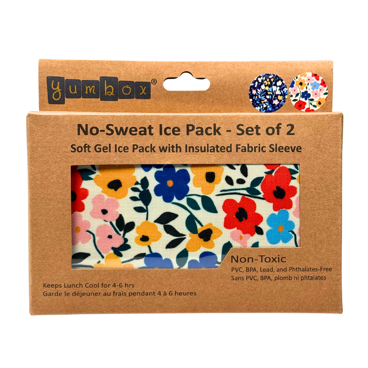 Gel-Eisbeutel in Stoffhüllen 2er-Pack - Blumenmuster Yumbox