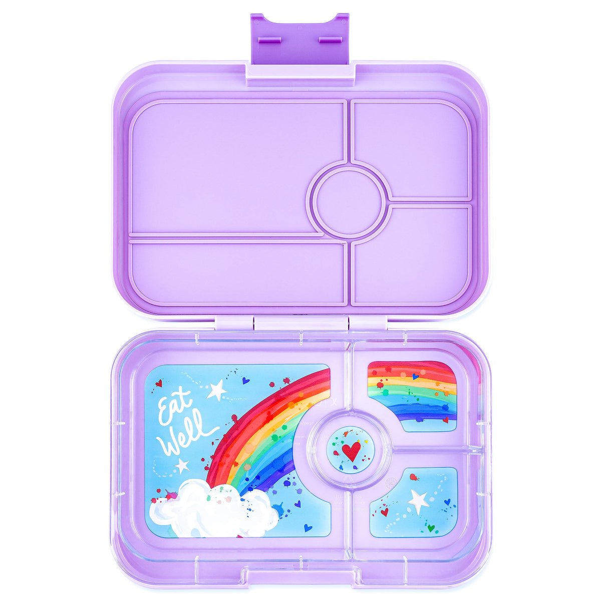 Yumbox Tapas - Auslaufsichere Bento-Box mit 4 oder 5 Fächern: Seville Purple 4C with Rainbow Tray Yumbox