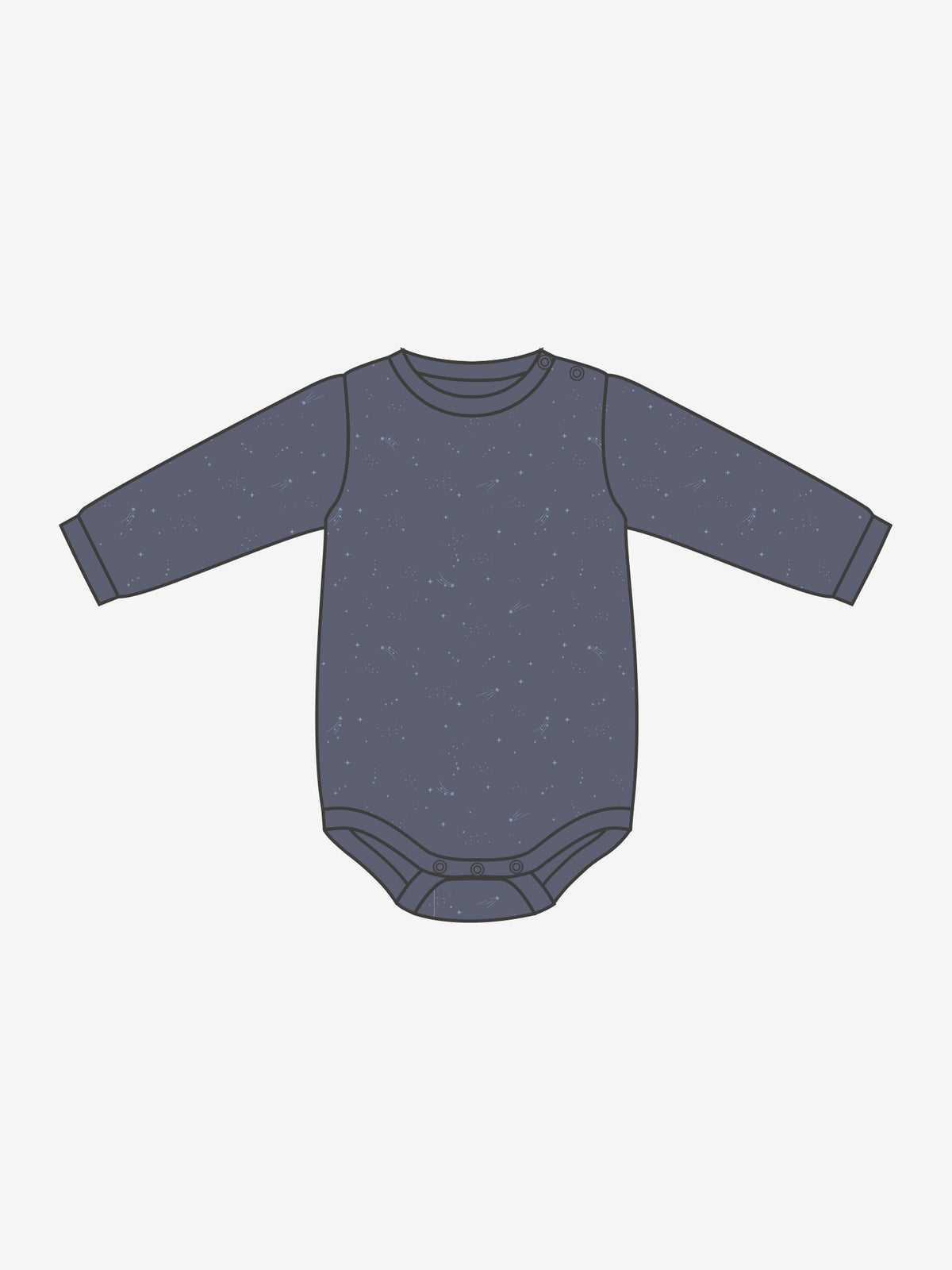 Fixoni Wolle-Seide Langarmbody blau Sternen fixoni