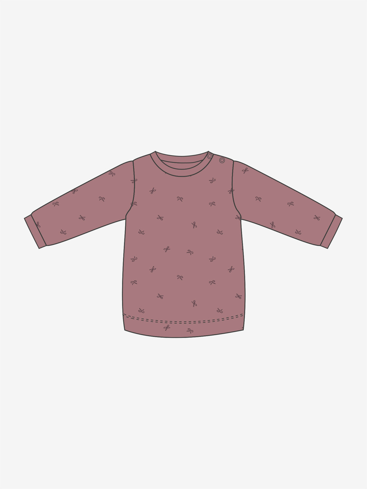 Fixoni Woll-Seide Shirt langarm - Nostalgie-Rose Schleife