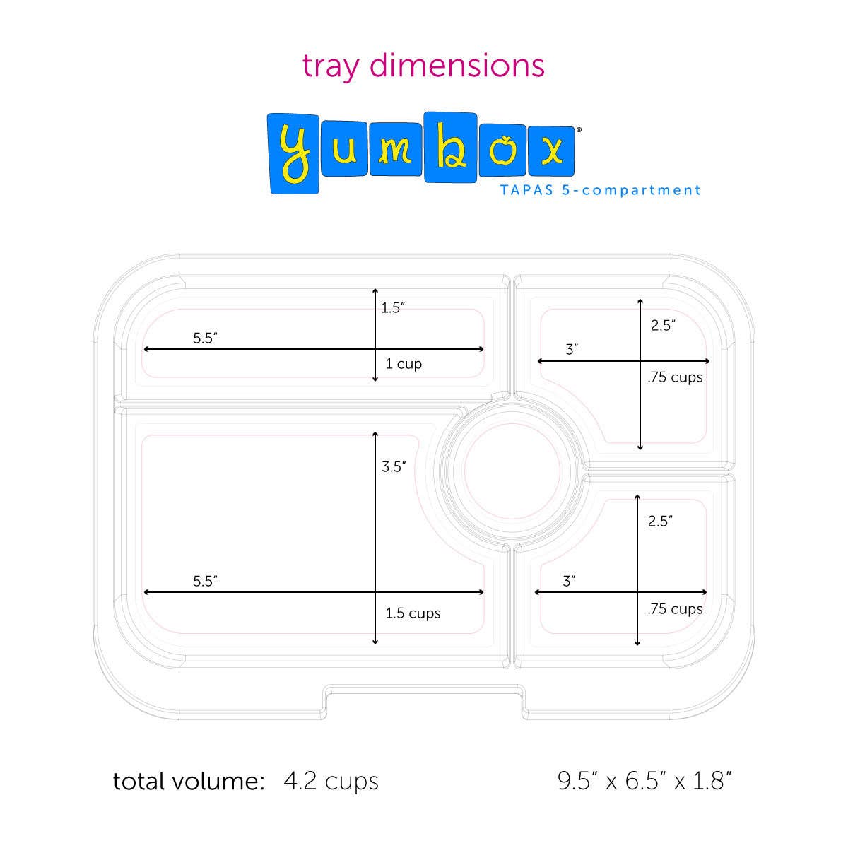 Auslaufsichere Bento-Box Tapas Bali Aqua — Bento-Box mit 5 Fächern und transparenter Aquatablage — extra groß Yumbox