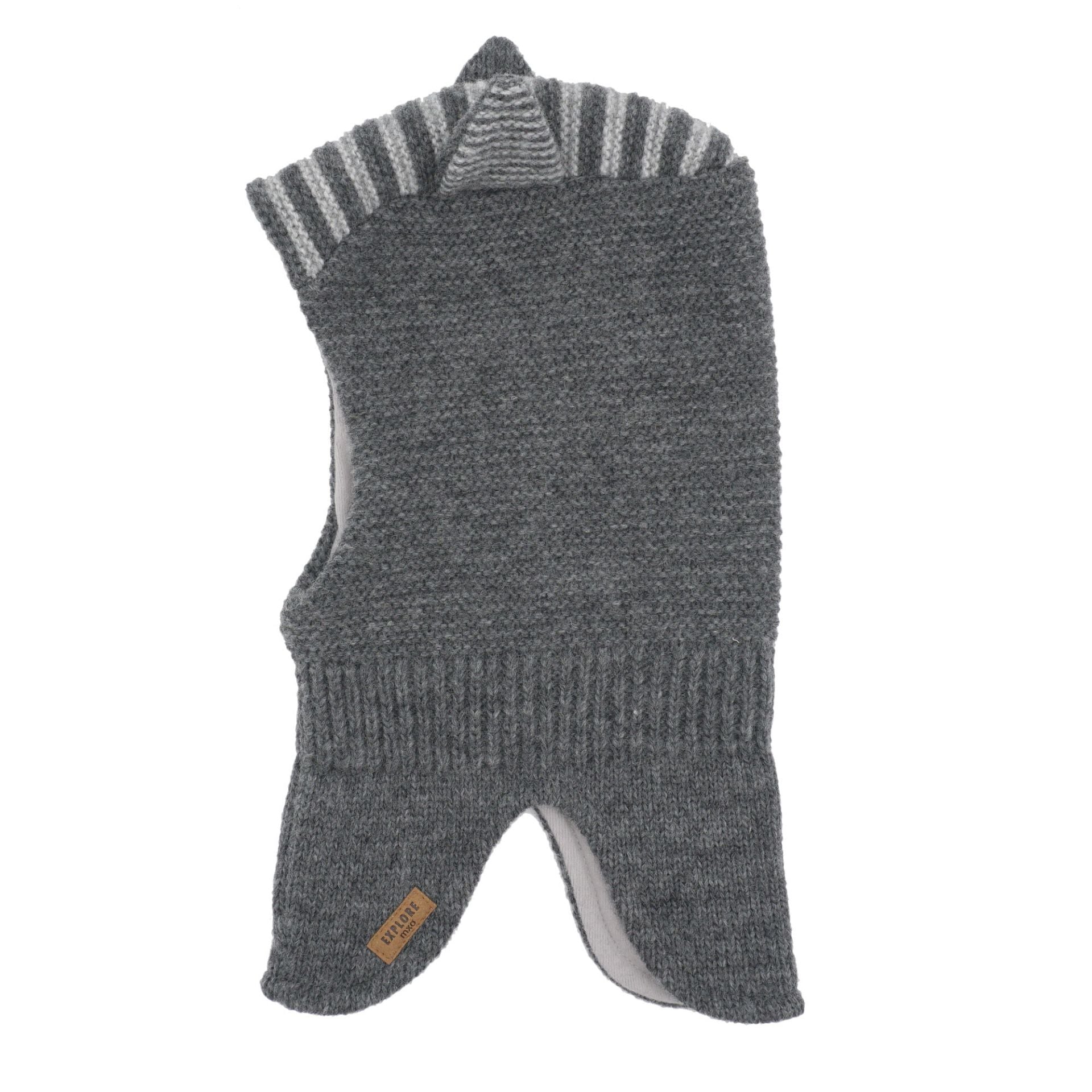 Maximo MINI BOY-Schlupfmütze,Waschbär Ohren geringelt, Futter- mittelgraumeliert maximo