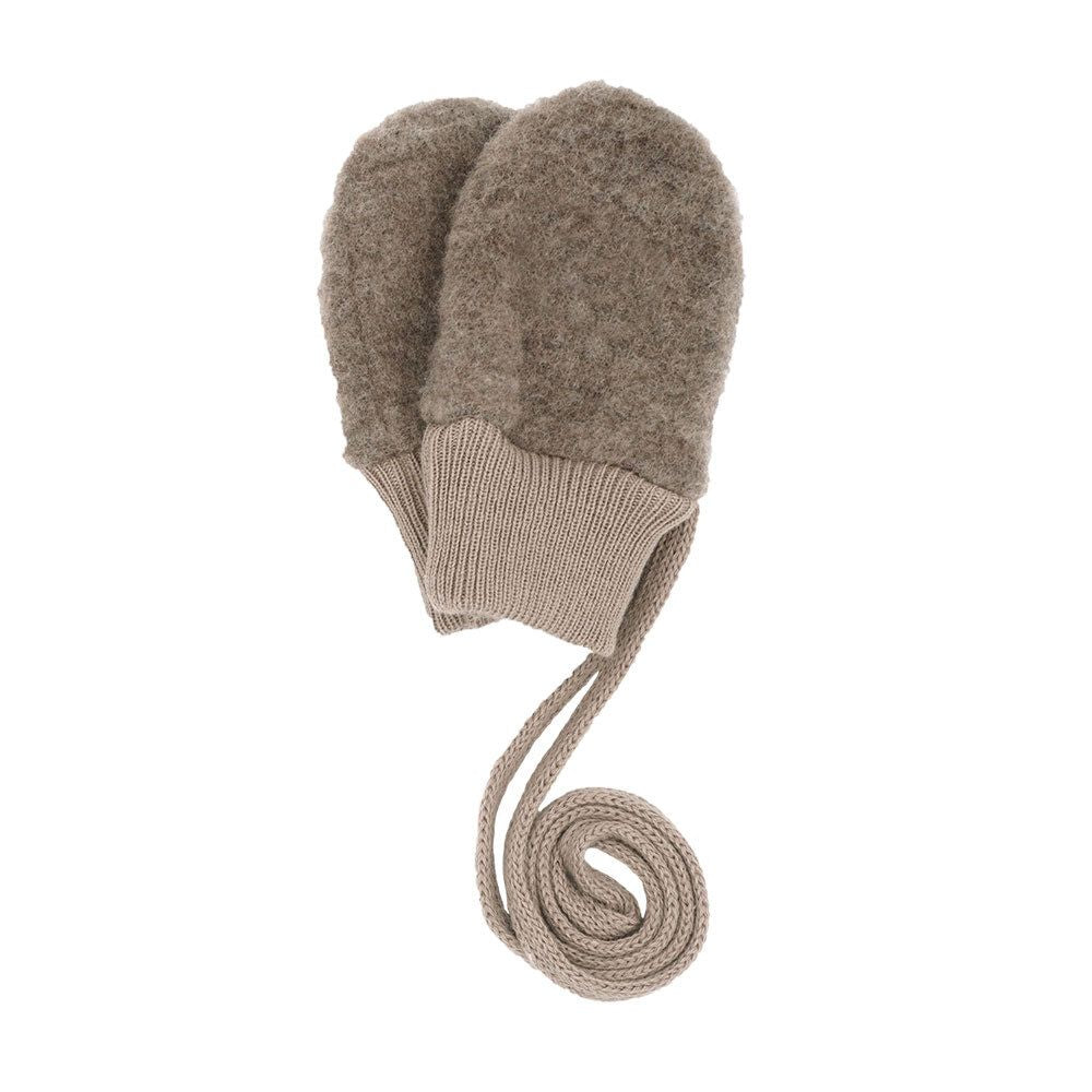 Maximo GOTS BABY-Fausthandschuhe Wollfleece, ohne Daumen, Strickbünchen braunmeliert maximo