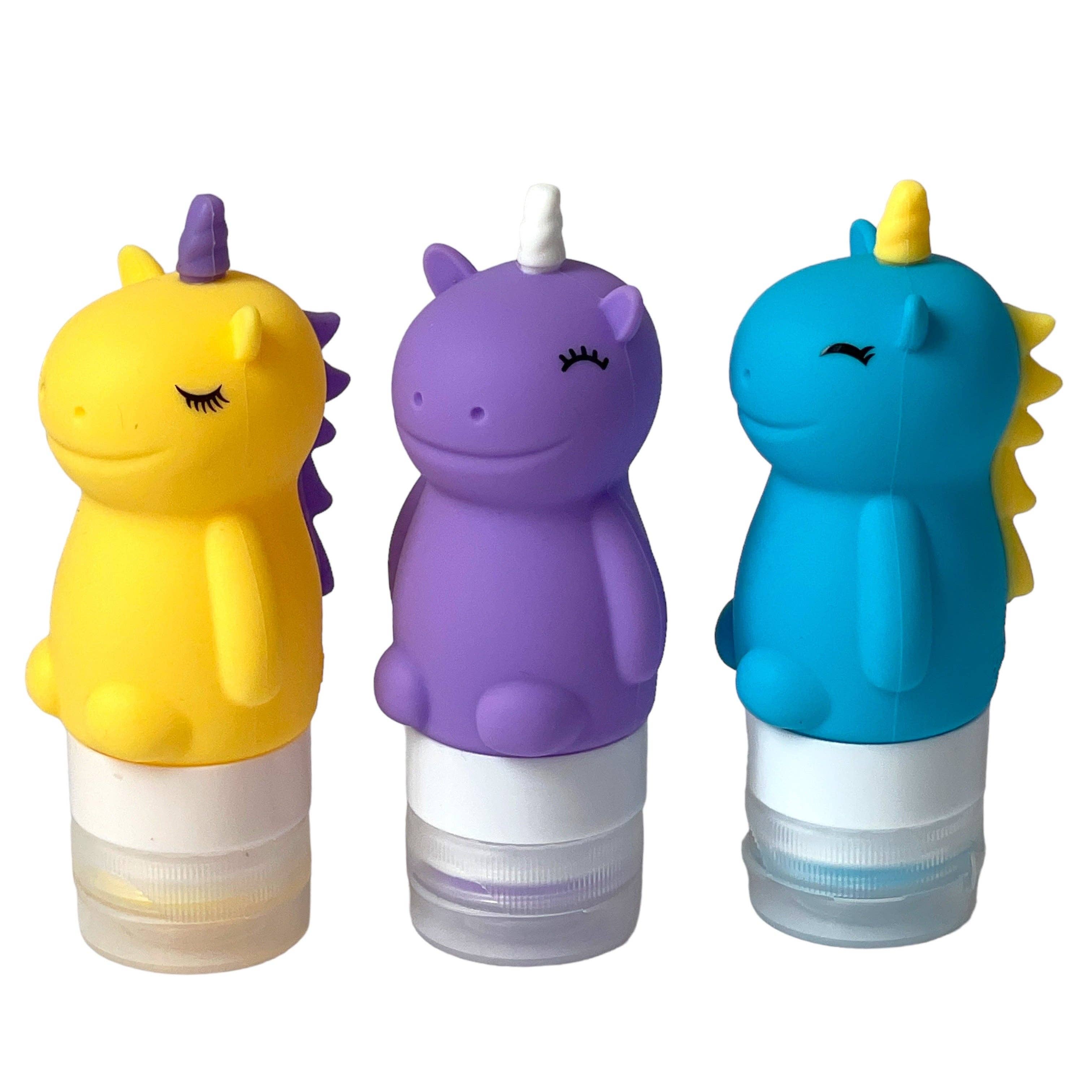 Silikon-Saucenfläschchen in Einhornform, auslaufsicher, 3er-Set - bunt Yumbox
