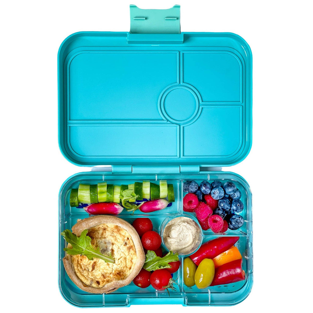 Yumbox Tapas - Auslaufsichere Bento-Box mit 4 oder 5 Fächern: Antibes Blue with Bon Appetit Tray Yumbox