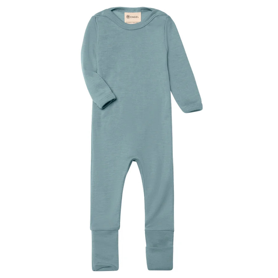 Engel Wolle/Seide Pyjama mit Beinumschlag - bergblau Engel