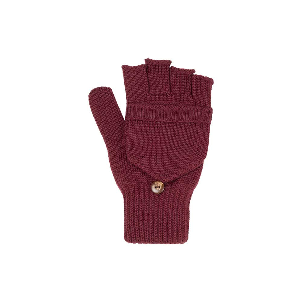 PurePure Erwachsenen Handschuhe Halbfinger mit Klappe - burgund Familienbande