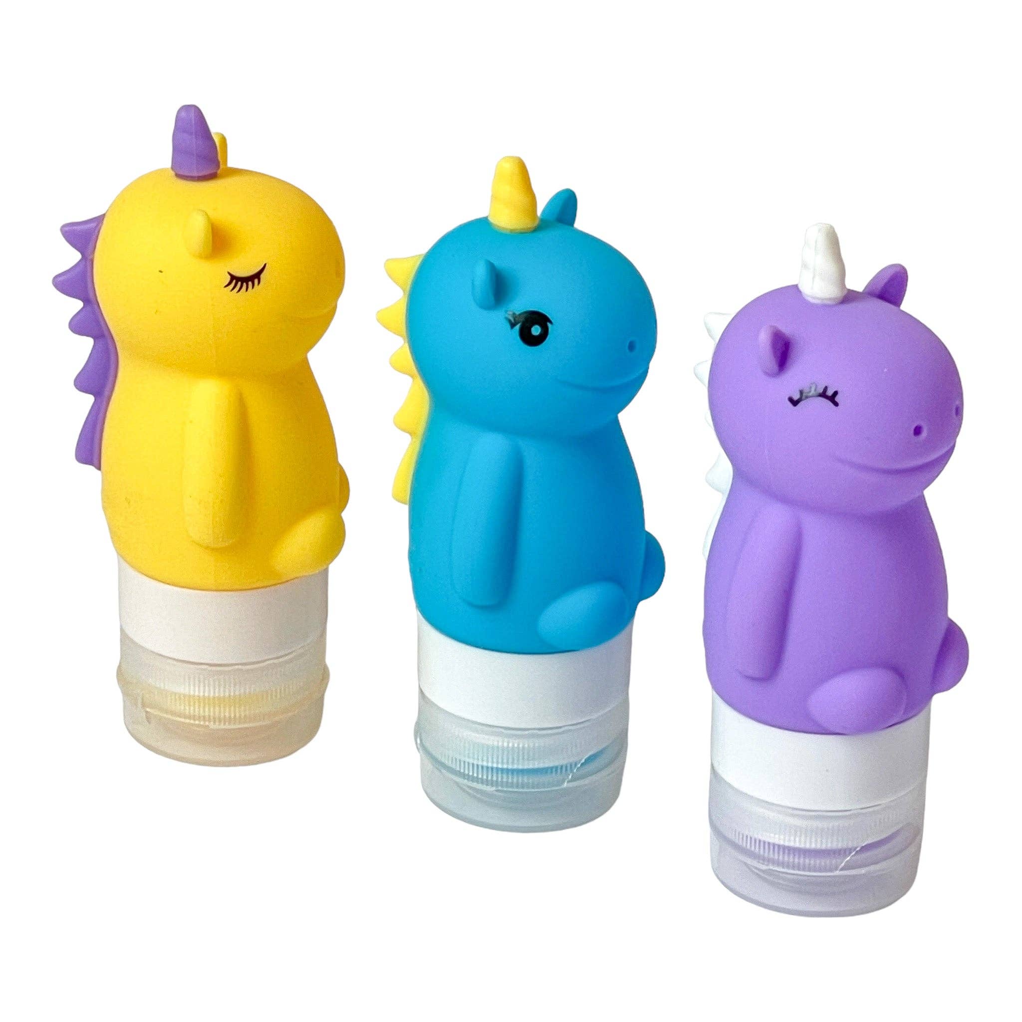 Silikon-Saucenfläschchen in Einhornform, auslaufsicher, 3er-Set - bunt Yumbox