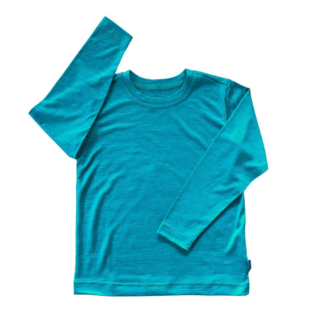 Shirt smaragd uni, Merinowolle & Seide (bio/GOTS): 134-140 Glückskind