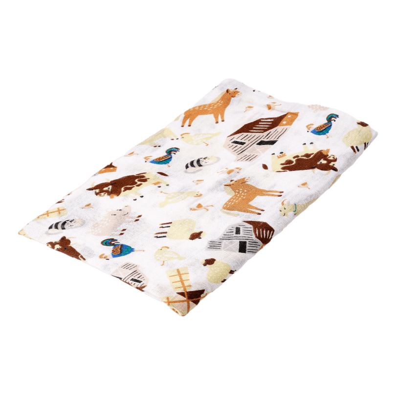 Happy Bear Wickeltuch - hydrophiles Tuch | 120x120cm | Tiere auf dem Bauernhof HappyBear Diapers