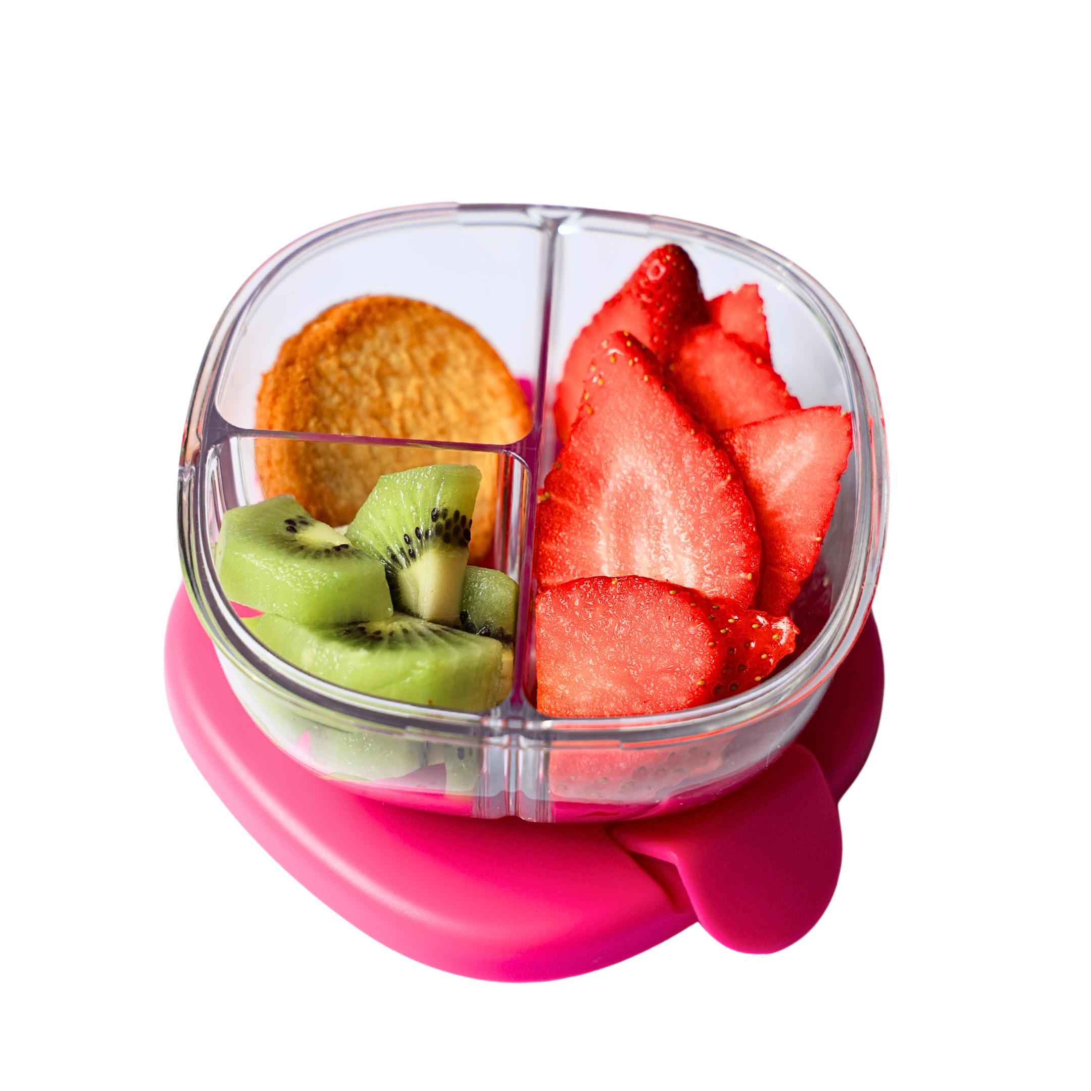Auslaufsichere Snackschale mit 3 Fächern - Himbeerrosa Yumbox