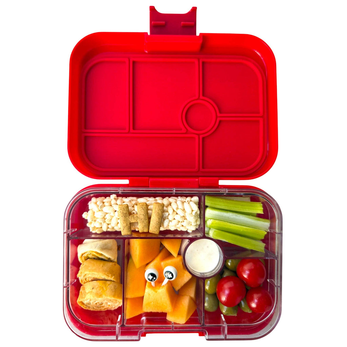 Yumbox Original auslaufsichere Bento-Lunchbox · Wow Rot Katzen & Hunde Yumbox