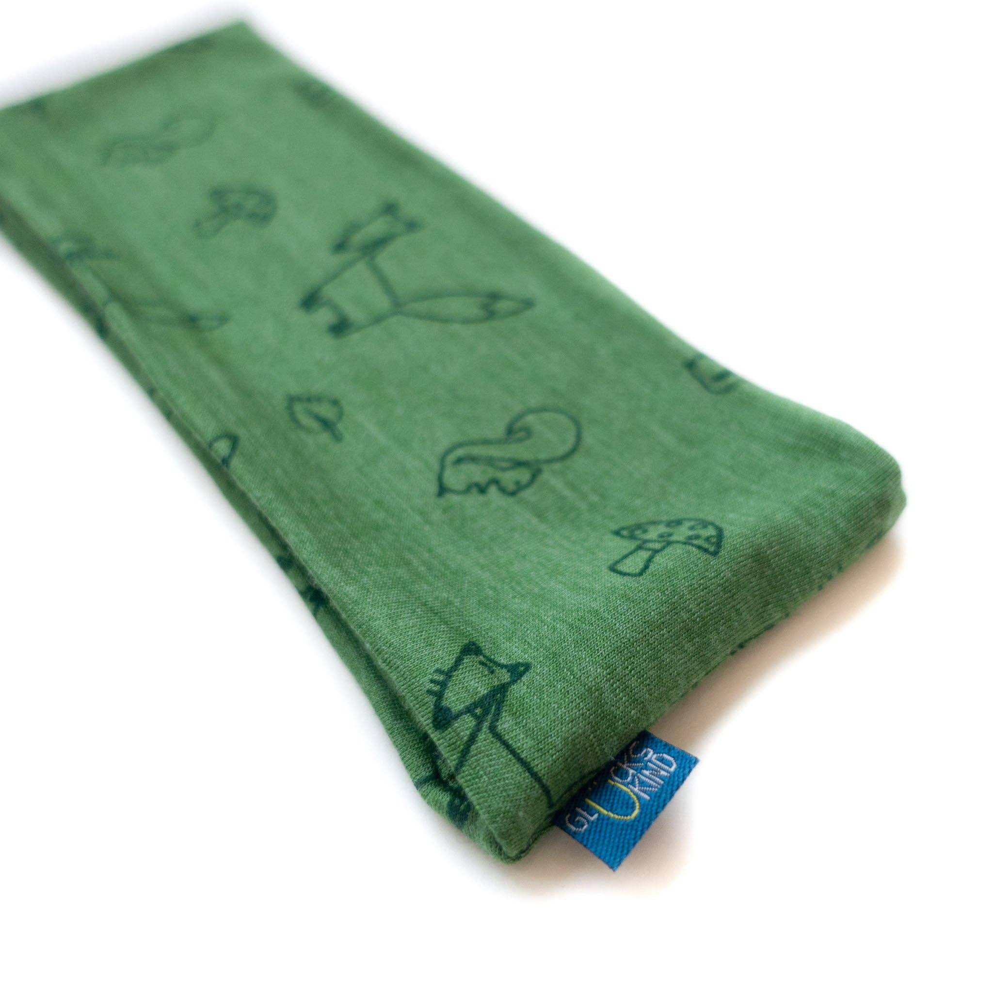 Kinder-Stirnband waldgrün, Merinowolle & Seide (bio/GOTS): Uni (ca. 2-10 Jahre) Glückskind