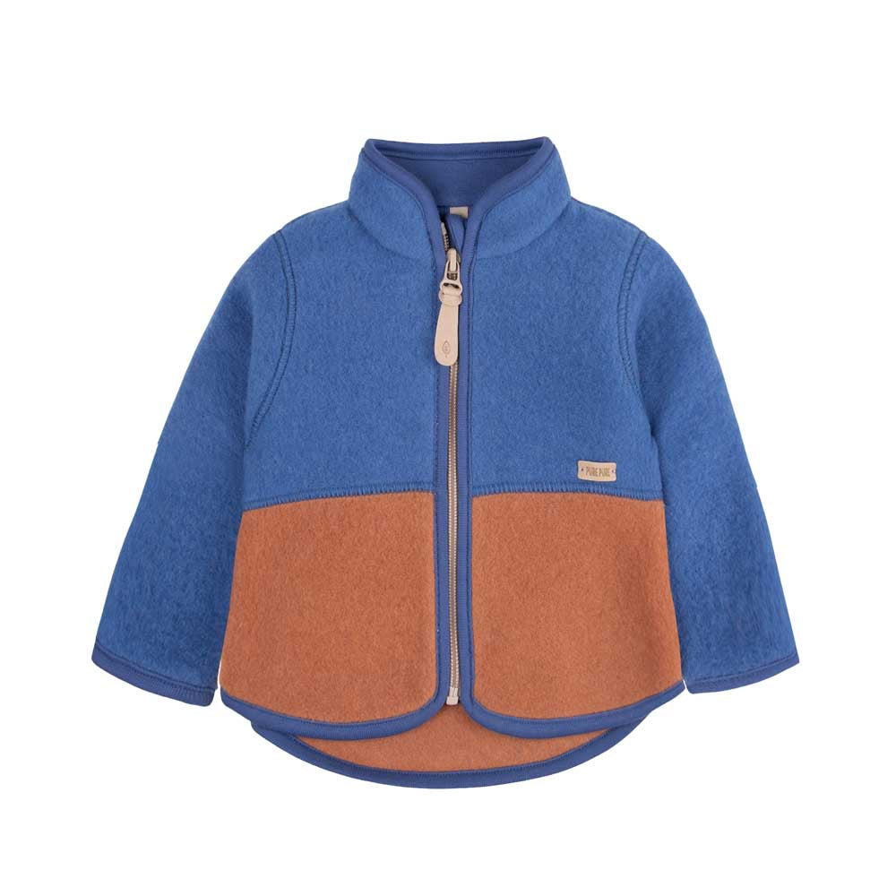 Pure Pure Woll-Fleece-Jacke Kids - blue-mocha