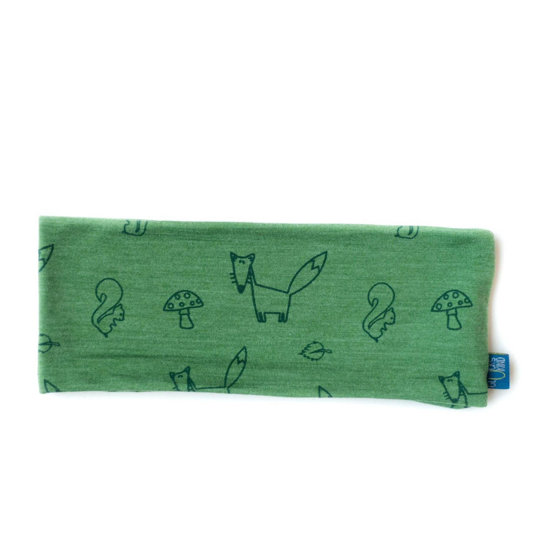 Kinder-Stirnband waldgrün, Merinowolle & Seide (bio/GOTS): Uni (ca. 2-10 Jahre) Glückskind