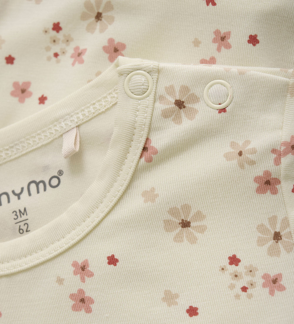 Minymo Bambusbody kurzarm - Blumen - Dusty Cedar Minymo