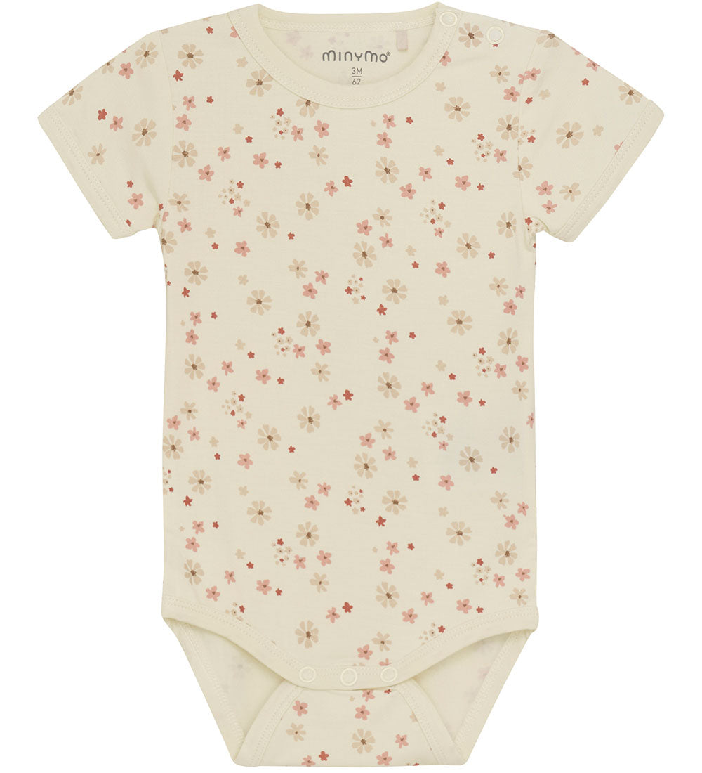 Minymo Bambusbody kurzarm - Blumen - Dusty Cedar Minymo