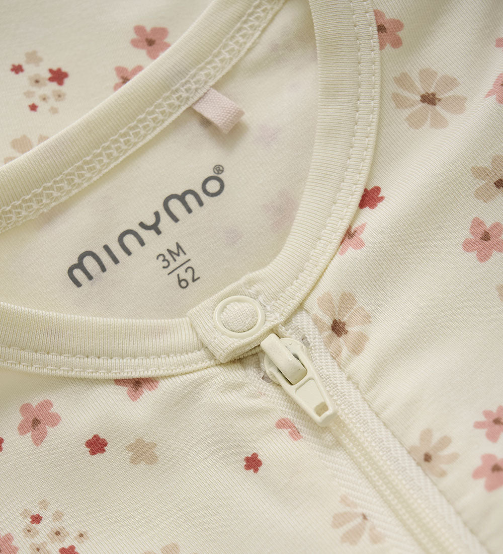 Bambus Jumpsuit / Pyjama Minymo - Blumen - dusty ceder Minymo