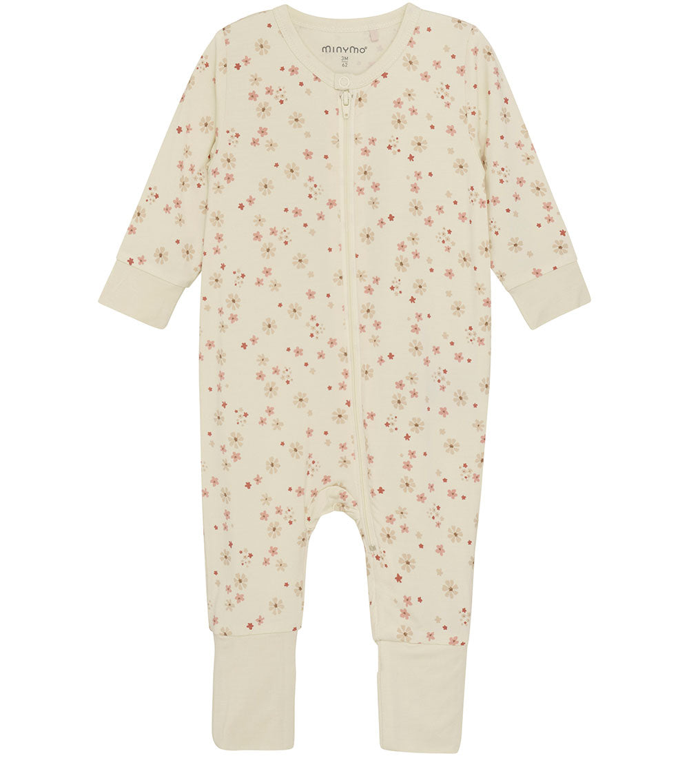 Bambus Jumpsuit / Pyjama Minymo - Blumen - dusty ceder Minymo