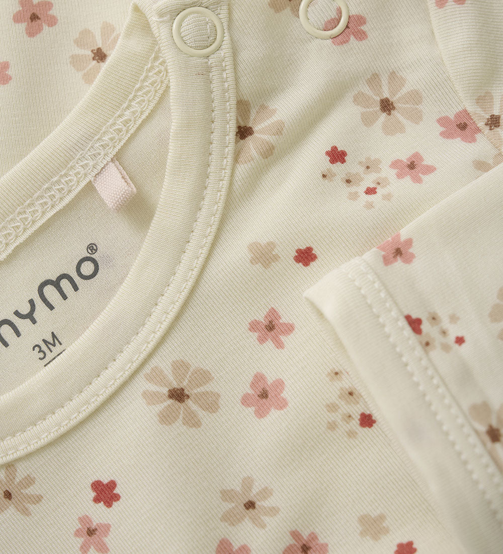 Minymo Bambusbody langarm - Blumen - Dusty Cedar Minymo
