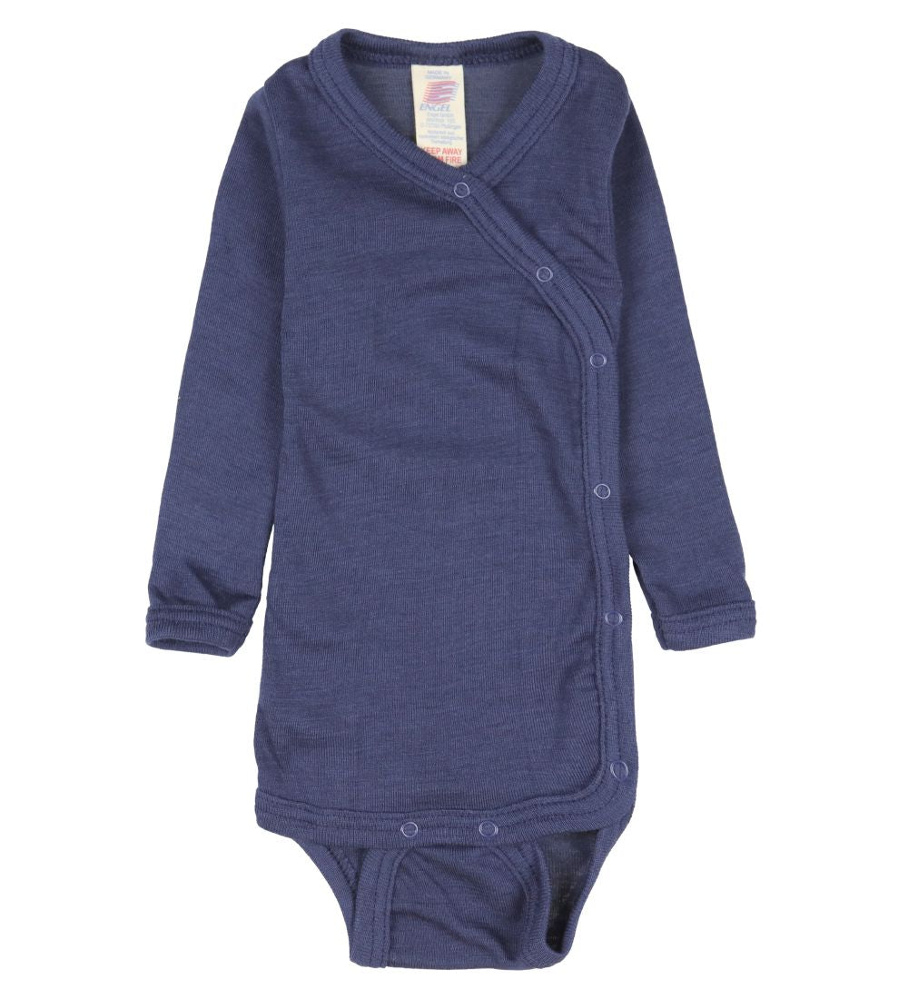 Engel Wolle/Seide-Wickelbody langarm - navy-blue