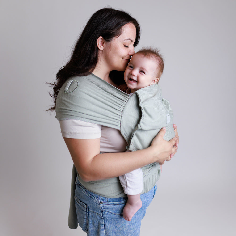 COCOOME® HELIUM Plus - elastische Babytrage Wrapconversion - Salbei