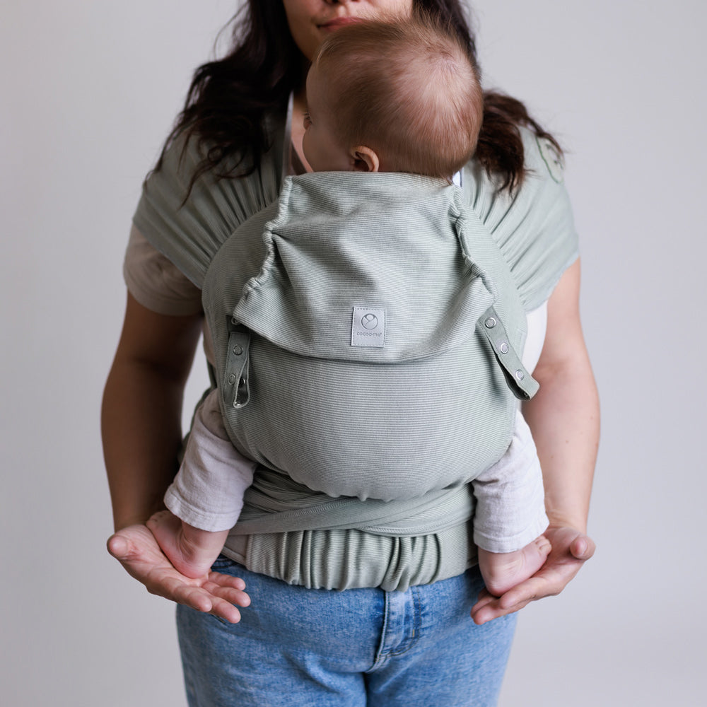 COCOOME® HELIUM Plus - elastische Babytrage Wrapconversion - Salbei