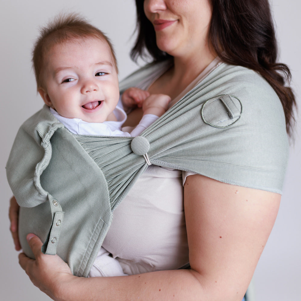 COCOOME® HELIUM Plus - elastische Babytrage Wrapconversion - Salbei