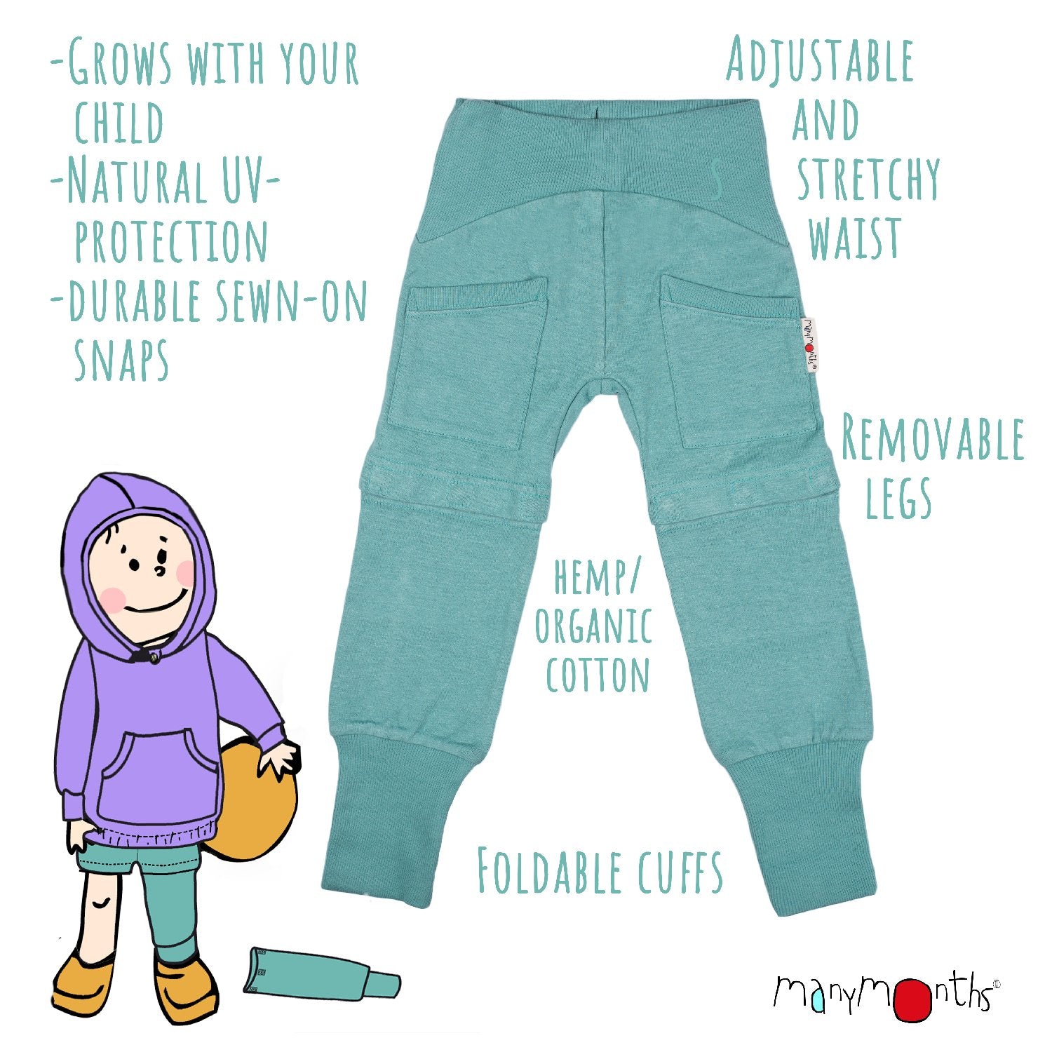 ManyMonths Long/Short Yoga Trousers Hanf - Paradise Orchid ManyMonths